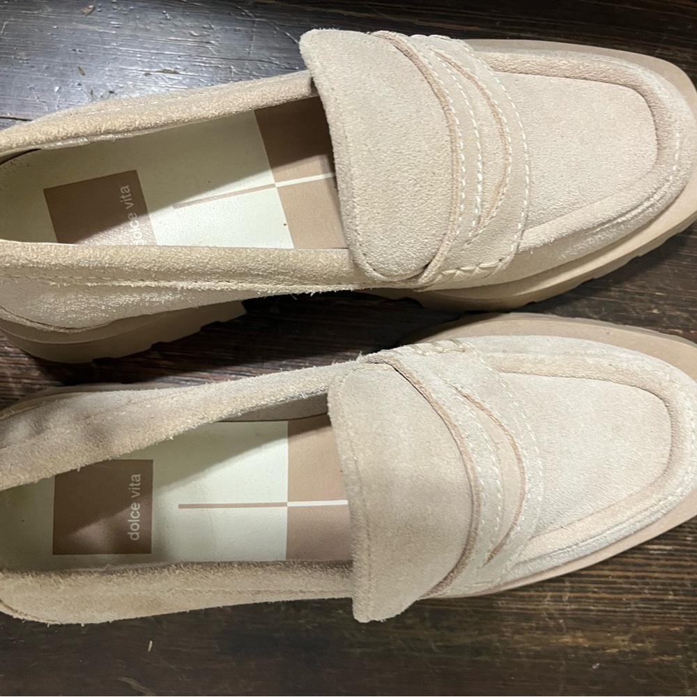 Dolce Vita Cream Suede Loafers